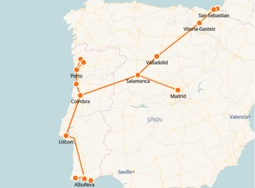 Mappa Ferroviaria del Portogallo